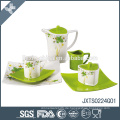 24pcs Porzellan Tee-Set, farbiges Abendessen mit Blumen-Aufkleber